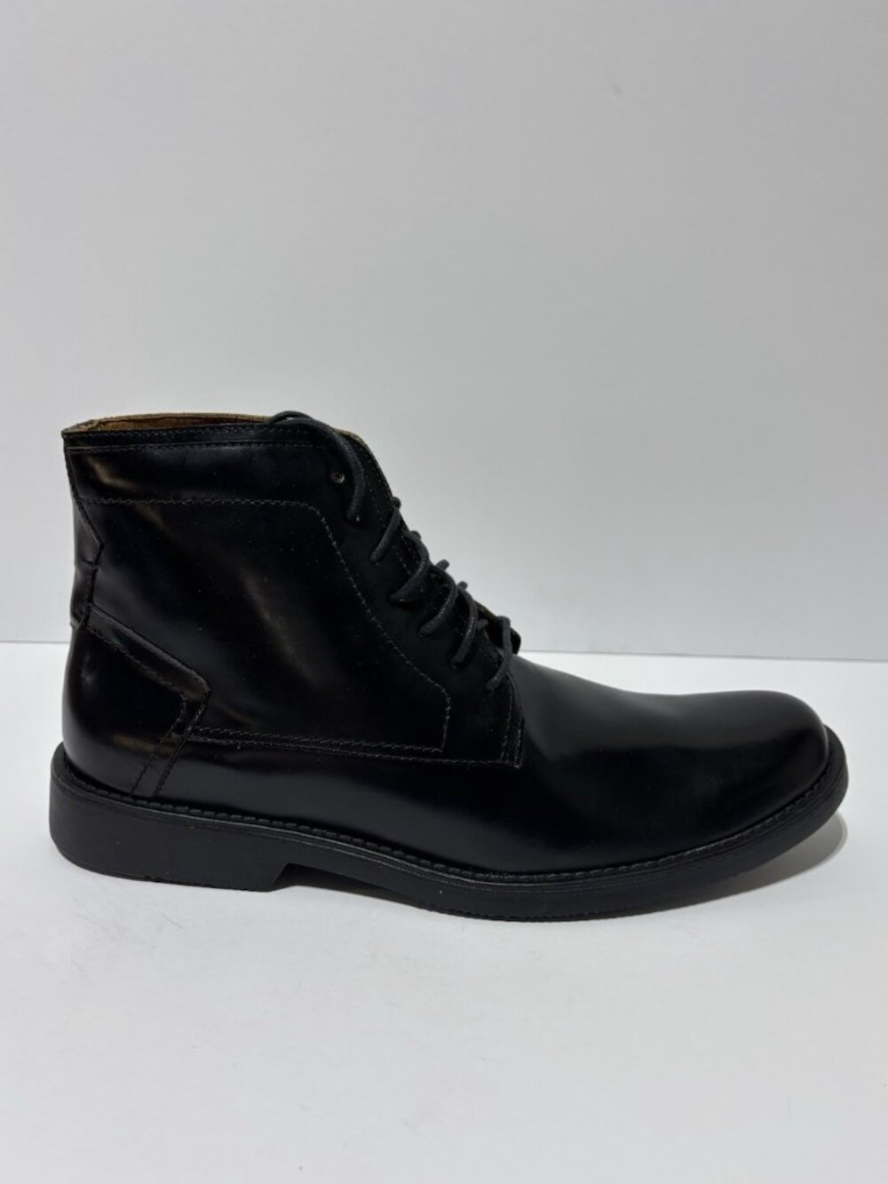 Massimo Matteo Men’s 7-Eye Lace-Up Boots Black Leather, Size 11 M